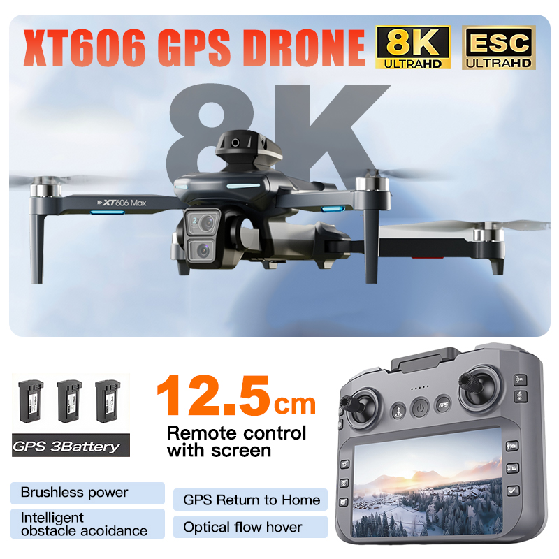 Drone Camera Thermal - XT606 MAX 3 battery Drone 4k